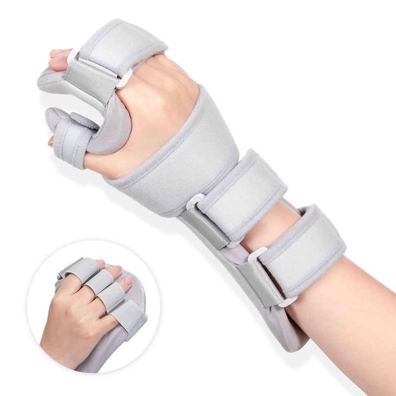 Fanwer Stroke Resting Hand Splint LeftRight Hand Brace Splint for Stroke Patients Functional Night Immobilizer Wrist Finger Brace Support for Straightening Fingers Arthritis Carpal Tunnel Syndrome Right